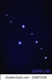 Vector illustration of Grus constellation in blue 