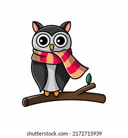 Vector Illustration Gryffindor Hogwarts Owl Cartoon Style.