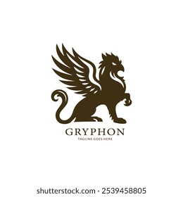 vector illustration of gryphon logo, Griffin heraldry silhouette.