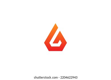 vector illustration of G-shaped fire logo in abstract style