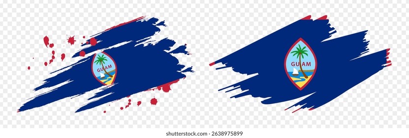 Vector illustration of Guam flag in brush stroke effect on transparent background