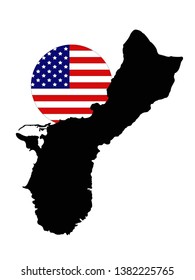 vector illustration of Guam map with USA flag