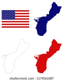 vector illustration of Guam maps with USA flag