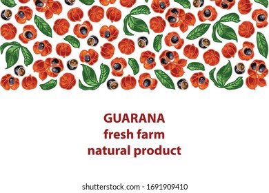 ilustración vectorial del fondo de diseño de guaranías y hojas texto blanco granjas frescas producto natural EPS10