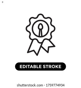 Vector illustration guarantee icon or logo black color with line design style.