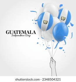 Vector Illustration of Guatemala Independence Day. Hand with balloons.
