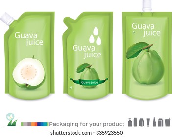 Vector illustration. Guava juice package.