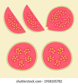 Vector illustration of a guava that have been sliced