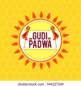 Vector Illustration of Gudi Padwa Celebration (Lunar New Year) Background.