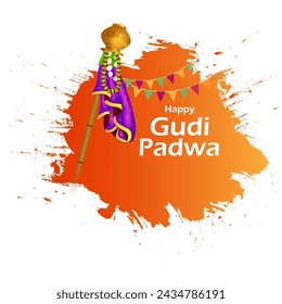 vector illustration of Gudi Padwa holiday religious festival background of Maharashtra India