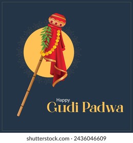 Vector illustration Gudi Padwa ( Lunar New Year ) celebration of India editable post banner template 
