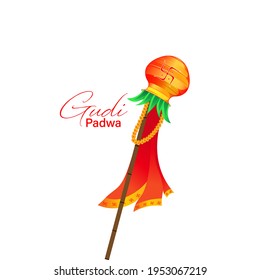 Vector Illustration of Gudi Padwa. New Year Day of Chaitra Month in Hindu calendar celebrated as a Gudi Padwa.