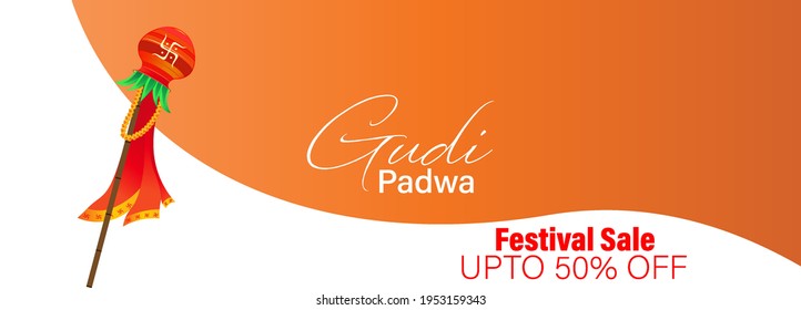 Vector Illustration of Gudi Padwa. New Year Day of Chaitra Month in Hindu calendar celebrated as a Gudi Padwa.