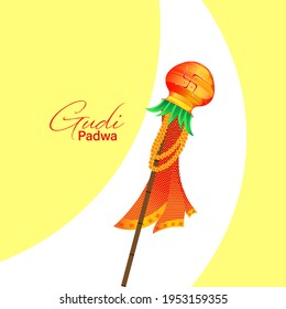 Vector Illustration of Gudi Padwa. New Year Day of Chaitra Month in Hindu calendar celebrated as a Gudi Padwa.