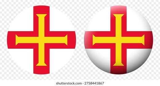 Vector illustration of Guernsey flag set on transparent background