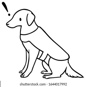 Vector illustration of a guide dog with exclamation mark