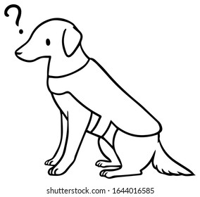 Vector illustration of a guide dog with question mark