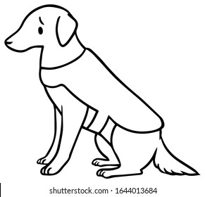 Vector illustration of a guide dog with troubled face