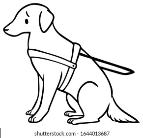 Vector illustration of a guide dog with troubled face