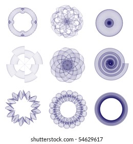 A vector illustration of guilloche elements suitable for use in certificates, vouchers or awards