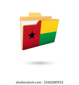 Vector illustration of Guinea Bissau flag isolated in file folder on white background.