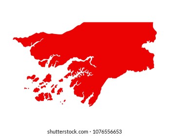 vector illustration of Guinea Bissau map