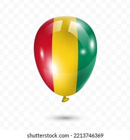 Vector illustration of Guinea country flag balloon on transparent background (PNG). Flying flag balloons for Independence Day celebrations.