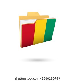 Vector illustration of Guinea flag isolated in file folder on white background.