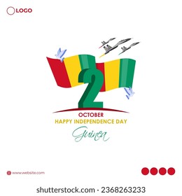 Vector illustration of Guinea Independence Day social media feed template