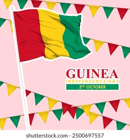 Vector illustration of Guinea Independence Day social media feed template