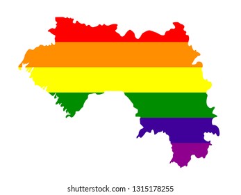 vector illustration of Guinea map with LGBT flag