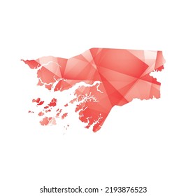 Vektorgrafik von Guinea-Bissau-Karte mit roten geometrischen Formen