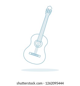 Vector illustration with guitar. Acoustic guitar. String musical instrument.