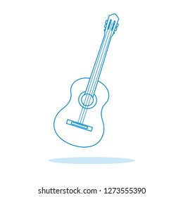 Vector illustration with guitar. Acoustic guitar. String musical instrument.