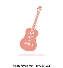 Vector illustration with guitar. Acoustic guitar. String musical instrument.