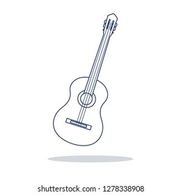 Vector illustration with guitar. Acoustic guitar. String musical instrument.