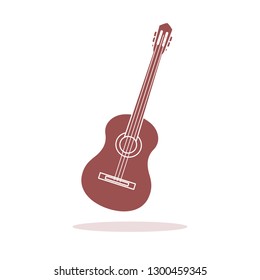 Vector illustration with guitar. Acoustic guitar. String musical instrument.