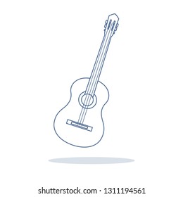 Vector illustration with guitar. Acoustic guitar. String musical instrument.