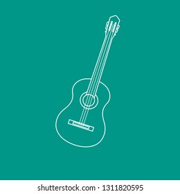 Vector illustration with guitar. Acoustic guitar. String musical instrument.