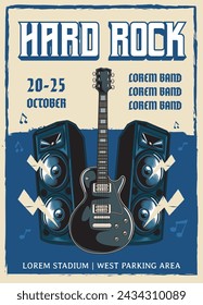 Vector Illustration of Guitar and Active Speakers with Hand Drawing Style Available for Poster