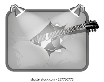 vector illustration guitar breaks poster and backlit