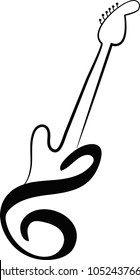 vector illustration of guitar. classic guitar icon. design for tattoo and t-shirt print.