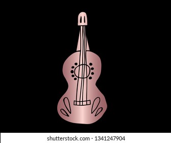 Vector Illustration of Guitar with Elegant Rose Gold Color. Graphic Design for Company, Shirt, Icon, Layout, Background, Template and more.