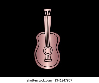 Vector Illustration of Guitar with Elegant Rose Gold Color. Graphic Design for Company, Shirt, Icon, Layout, Background, Template and more.