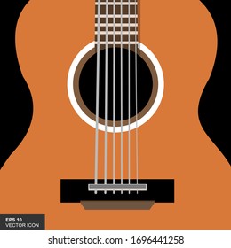 Vector illustration of a guitar in a flat style. Abstract graphic design musical instrument.