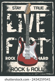 Vector Illustration of Guitar with Hand Drawing Style Available for Poster