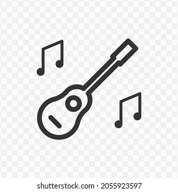 Vector Illustration Of Guitar Icon In Dark Color And Transparent Background(png).