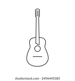 Vector illustration of guitar icon, logo. Musical tool outline line art of acoustic and electric guitar. Musical concept, idea, abstract