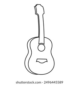 Ilustración vectorial del ícono de la guitarra, logotipo. Herramienta musical delinea el arte lineal de la guitarra acústica y eléctrica. Concepto musical, idea, abstracto