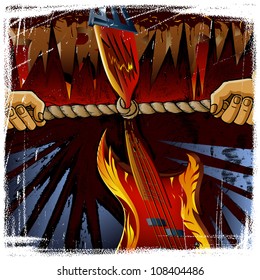 Vector illustration of guitar the knot of cord.